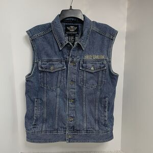 Harley-Davidson Mens M Denim Jean Vest Medium Wash